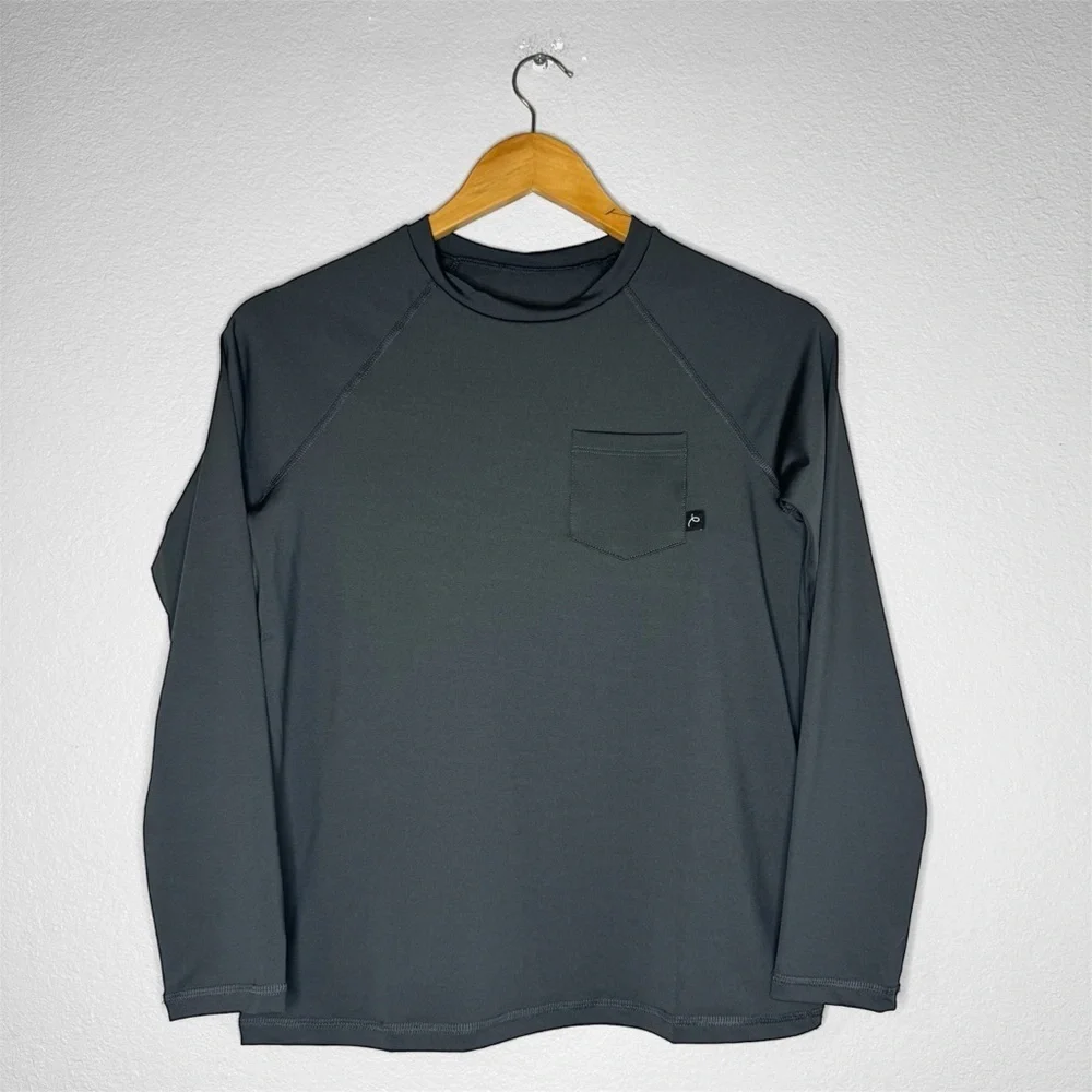 Boys' Long Sleeve Solid Rash Guard Top Art Class Kids Gray L Husky